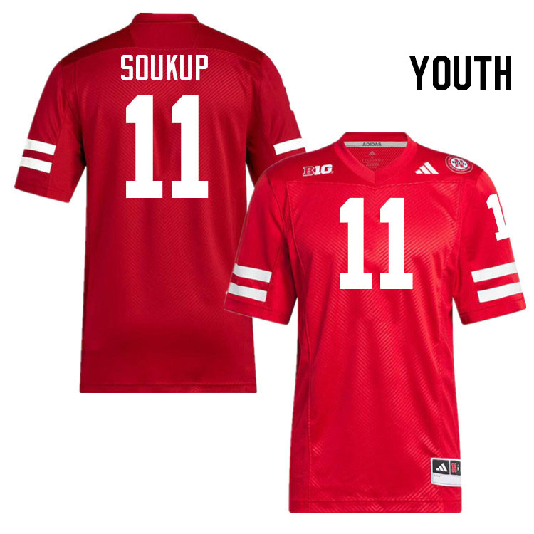 Youth #11 Bode Soukup Nebraska Cornhuskers College Football Jerseys Stitched Sale-Scarlet